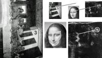 Die 3 als Schatten im Gesicht der Mona Lisa verseckt